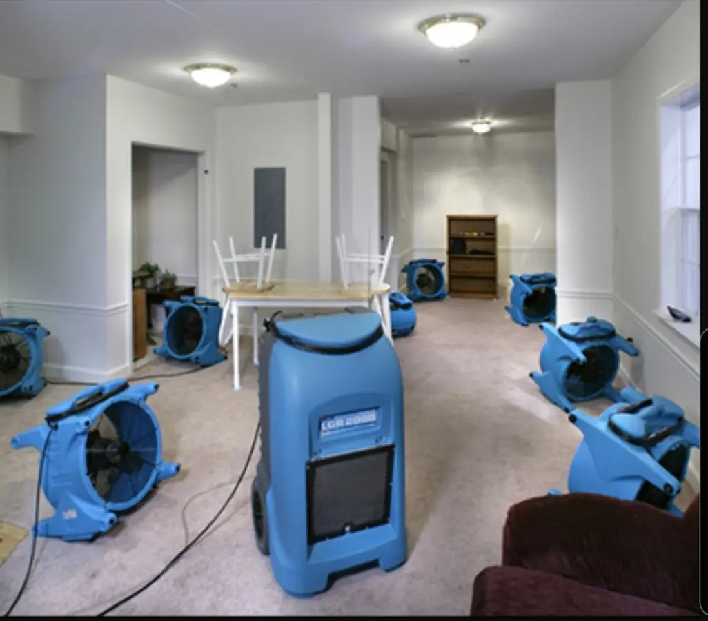 Air movers and dehumidifier setup for Water Extraction & Removal in Prospect Park